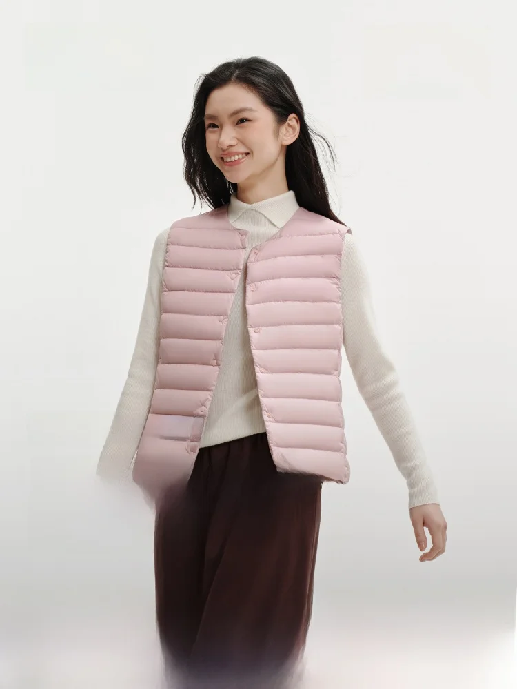 

Bosideng Spring 2026 Women's Lightweight Padded Vest Inner Portable Du down Jaet Casual Slim Fit ort Sle Single Button