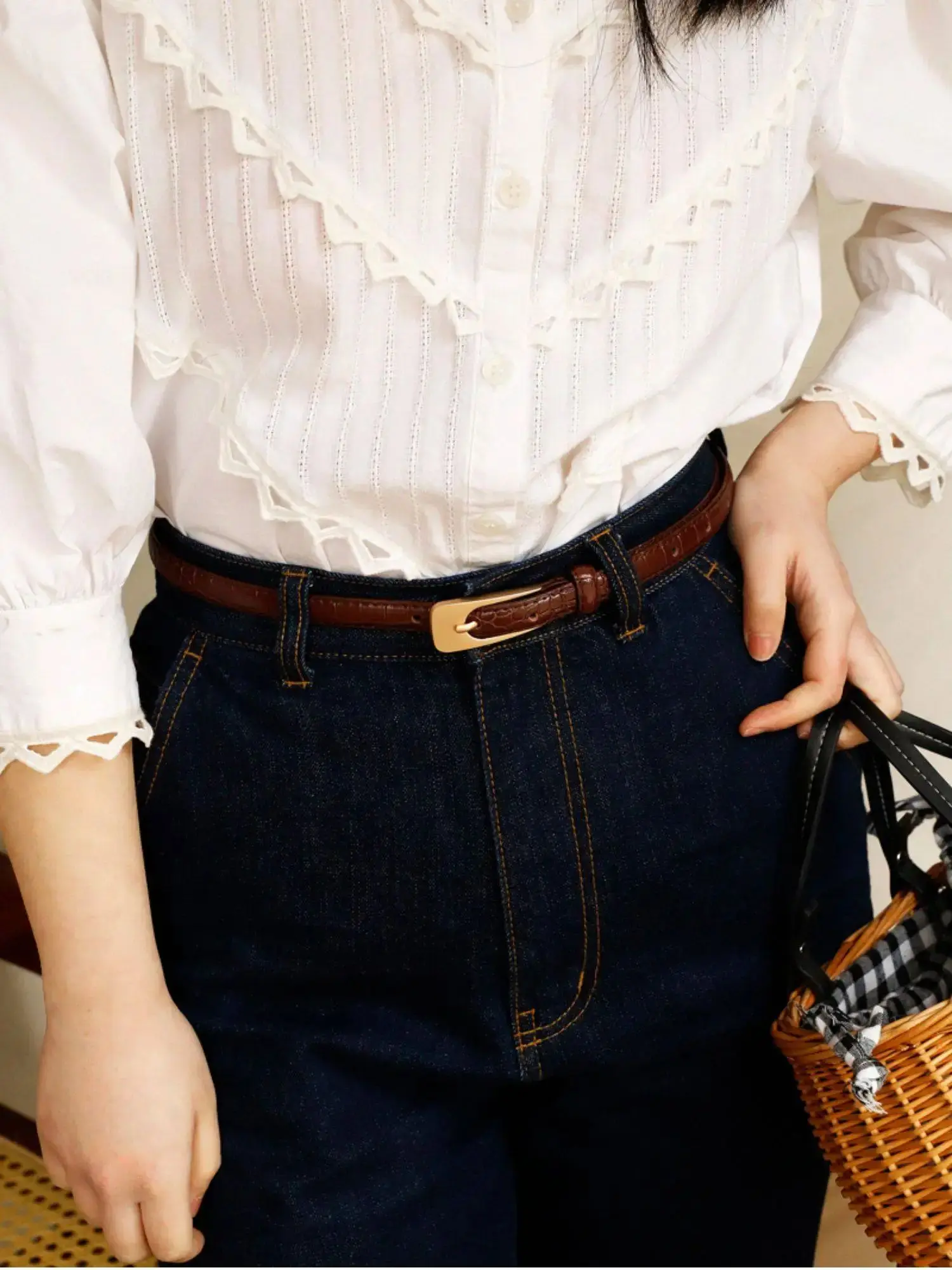 

Тонкие узкие коричневые винтажные ремни из натуральной кожи для женщин, классическая пряжка, универсальный аксессуар на талию для джинсов и платьев