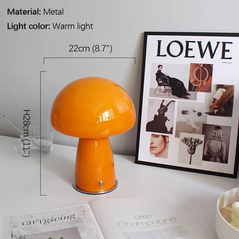 AFRA Modern Mushroom Orange Table Lamp Warm Creative Living Room Bedroom Children's room Minimalist Art Lighting Fixtures