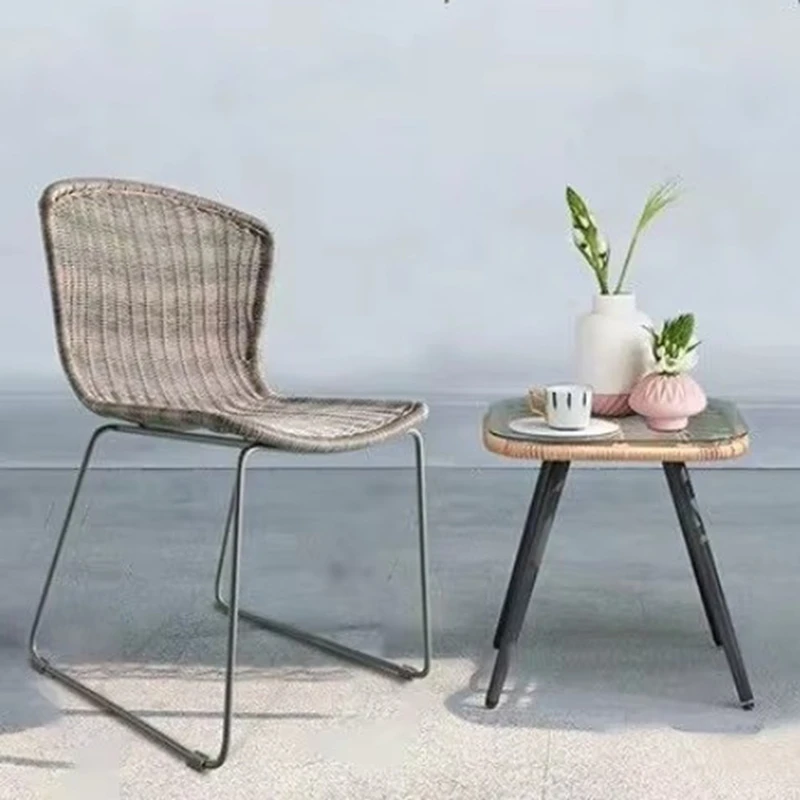 

Outdoor Garden Balcony Rattan Chair Household Imitation rattan Backrest Indoor Durable Hand-woven stool patio furniture