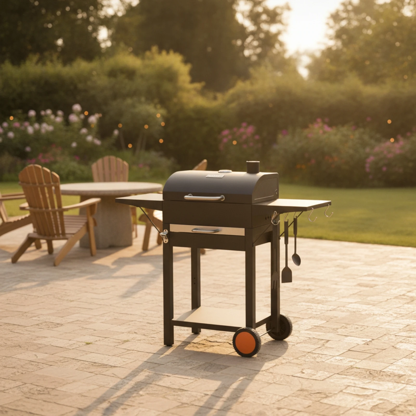 Cart-Style Charcoal Grill Outdoor Charcoal Grill with Wheels Convenient Large for Backyard Hosts, Patio, Garden