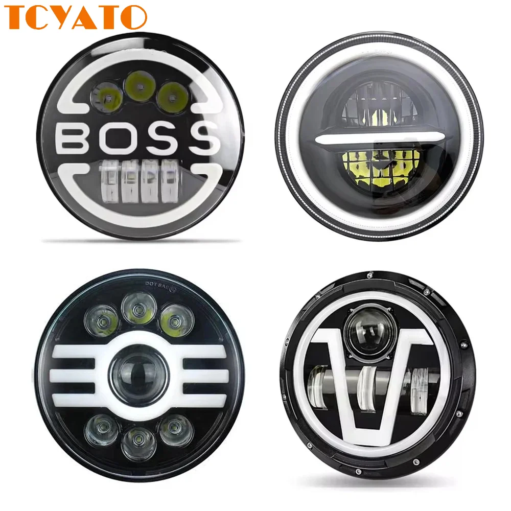 

TCYATO 40W circular high and low beam with yellow and white aperture LED headlights for off-road vehicle modification