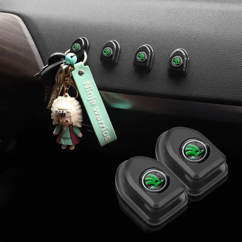 2/4Pcs Car Storage Hooks Holder Clips Interior For Skoda Octavia Kodiaq Enyaq iV Kamiq Scala Superb Fabia Rapid Karoq Vision RS