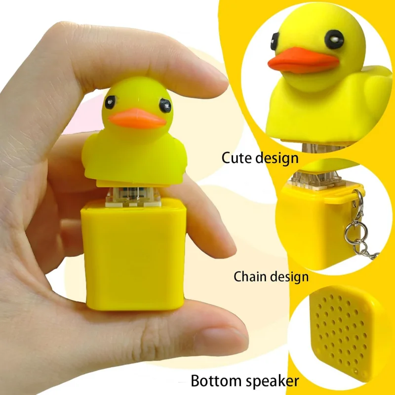 Duckeys Quacking Fidget Toy, 2 Pieces Duckeys Keycap Keychain, Duck Keychain With Light & Sound
