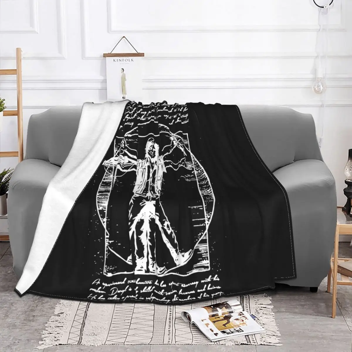 Walking Dead Vitruvian Daryl Dixon Blanket Velvet Sofa Bed On The Sofa Bedding Travel Camping Blanket