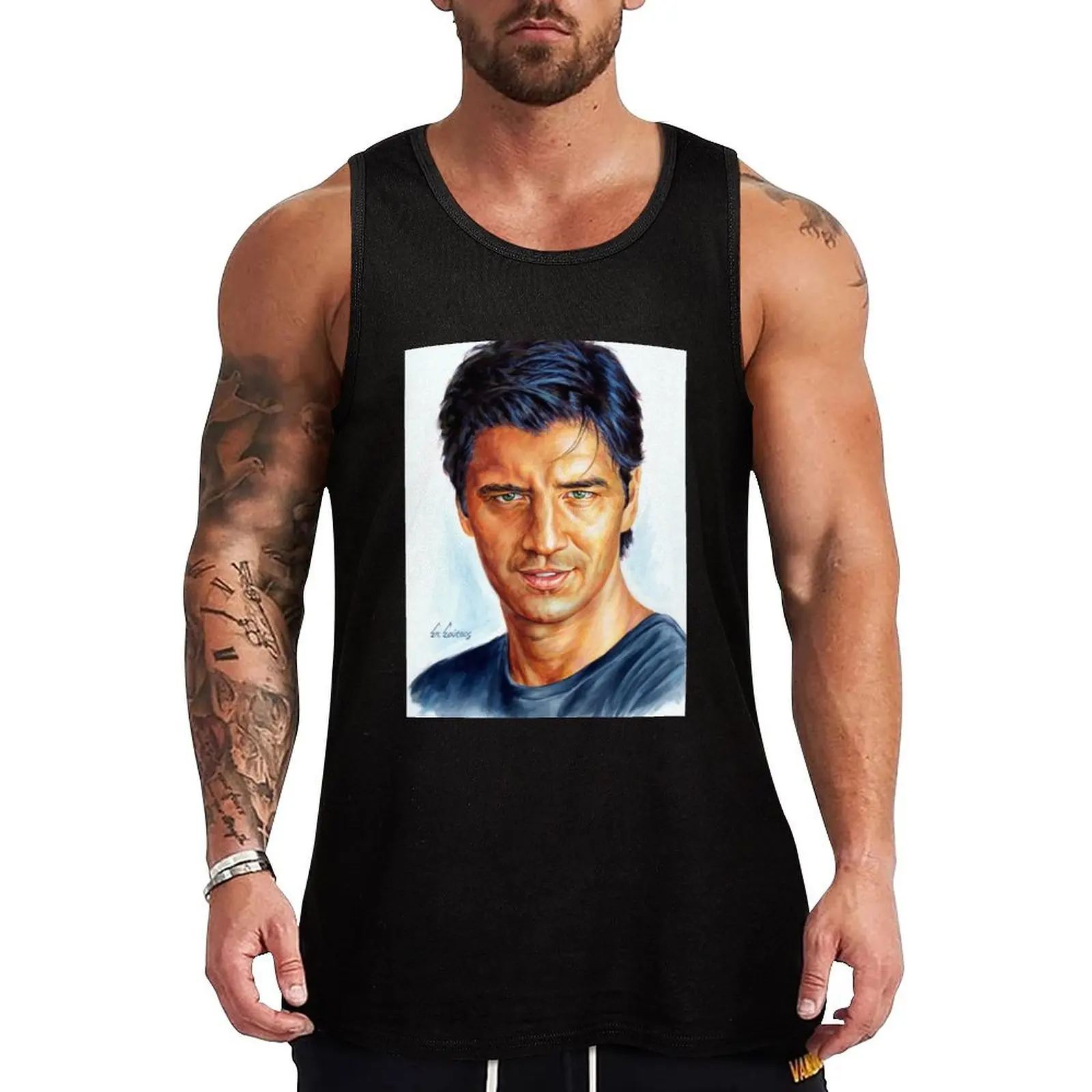 Sakis Rouvas - Σ?κη? Ρουβ?? πορτρα?το ζωγραφικ?? Tank Top t-shirt gym man Men sleeveless tee Men's summer clothes 2025