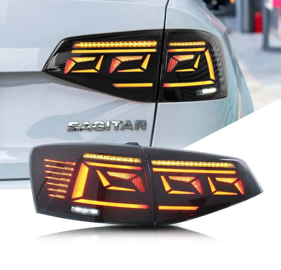 Modified Rear Tail Light For Volkswagen VW Jetta MK6 2015-2018 LED Tail Lights Rear Lamp Sequential Passenger & Driver Side Pair