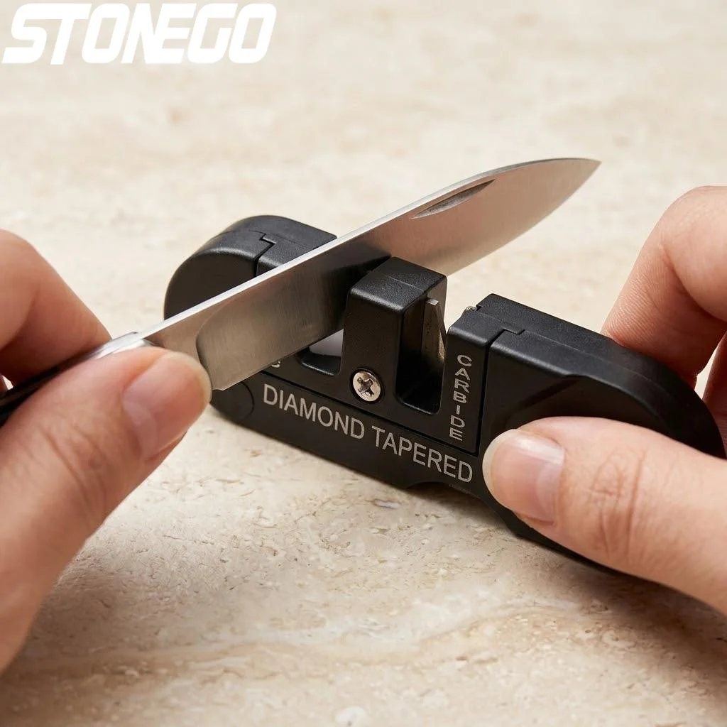 Multifunctional EDC Keychain Pocket Knife Grinder 3 Grade Ceramic Carbide Diamond Folding Stone Sharpener