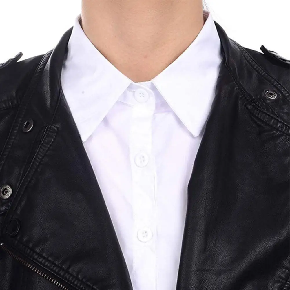Mens Office Detachable Dickey Solid Color Button False Collar Lapel Half Shirt Fake Collar Detachable Collar for Women Girls