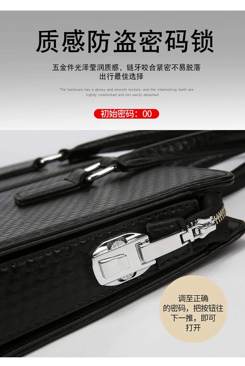 Valigetta da uomo con chiusura a combinazione in vera pelle di fascia alta, borsa da lavoro, borsa a tracolla, borsa per laptop da 14 pollici, borsa a tracolla 