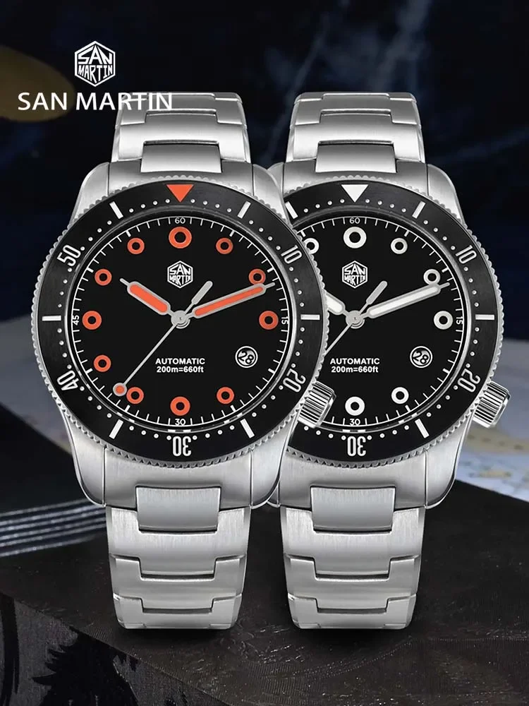 

San Martin SN0142 39.5mm Diver Watch Japan YN55 Automatic Mechanical Sapphire Crystal 200M Waterproof Luminous Ceramic Bezel