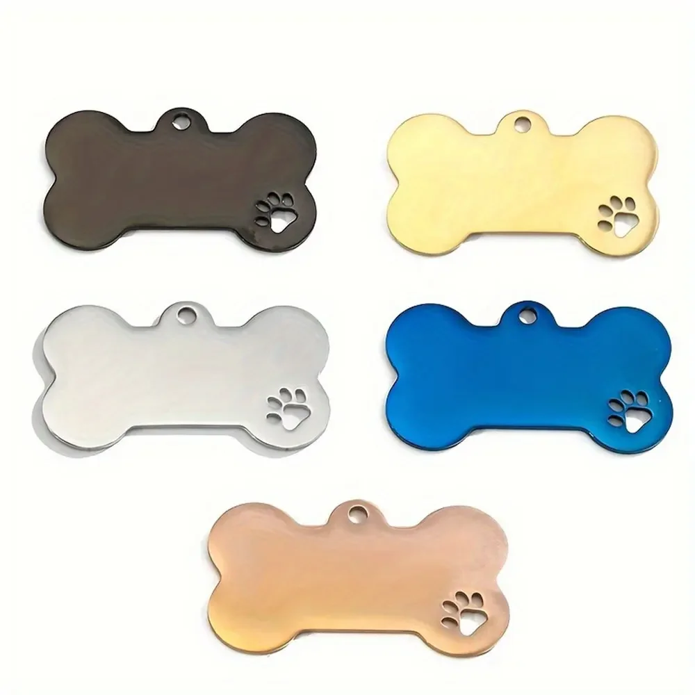 10Pcs Paw Stainless Steel Bone Keychain For DIY, Blank Tag ID Dogs, Custom Logo, Pet Dog Tag, Collar Accessories, Key Charm