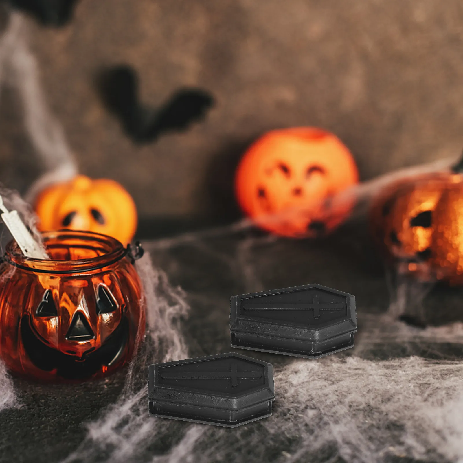 

Набор из 12 мини-коробочек-гробиков из пластика с крышками для угощений, украшения для вечеринки на Хэллоуин, держатели для конфет, реквизит для розыгрышей