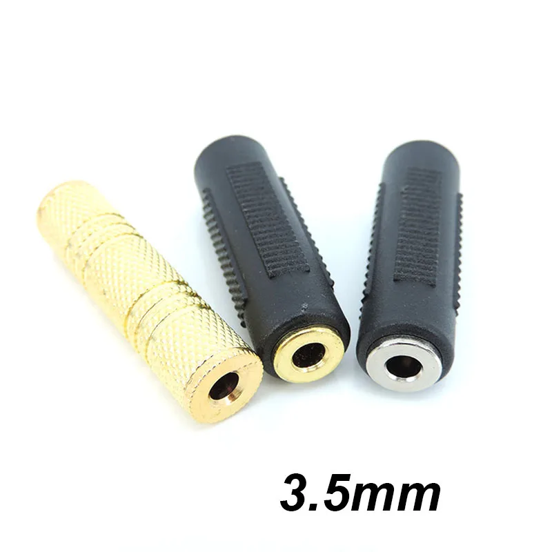 3.5mm Female to 3.5mm Female Jack Stereo Connector Coupler Adapter Audio Cable Extension gold nickel plating for Car AUX DVD J17