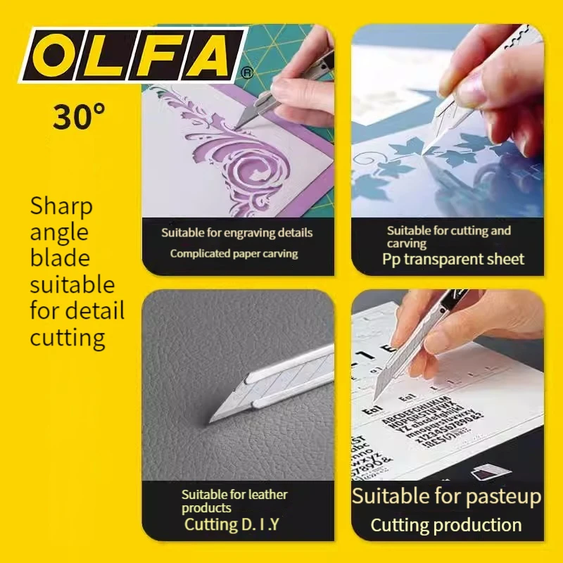 OLFA Japan imported cutter 30-degree angle 9mm utility knife blade 0.38mm thick SAB-10, durable and sharp, LTD-05/SAC-1 car foil wallpaper cutting