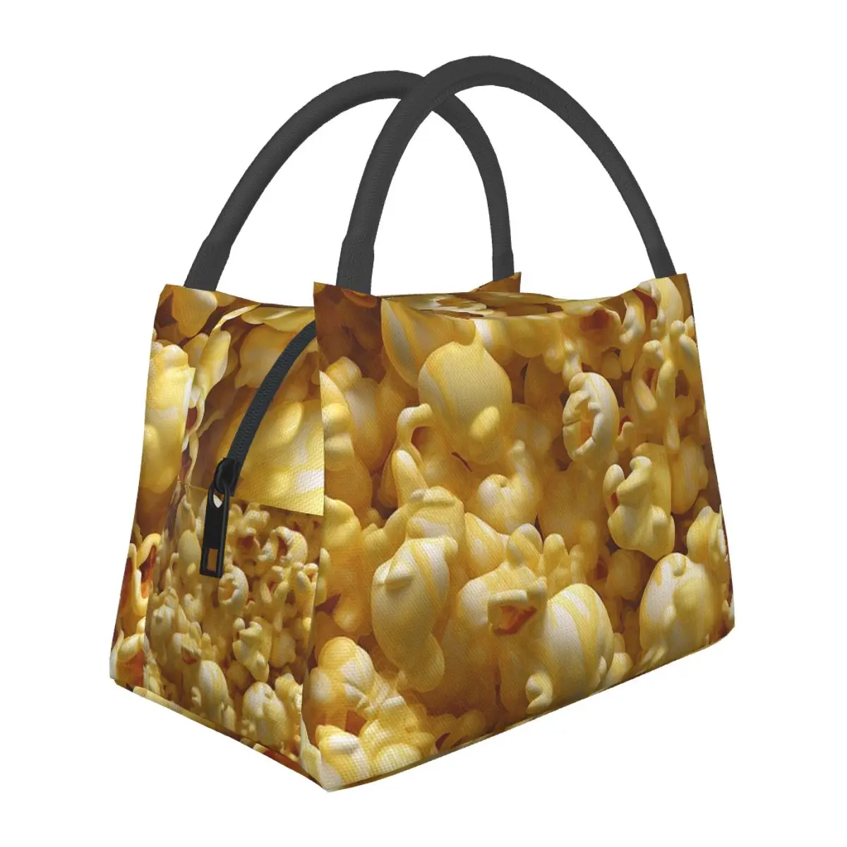 Seamless Buttered Popcorn Pattern Lunch Bags Insulated Bento Box Lunch Tote Picnic Bags Cooler Thermal Bag for Woman Girl School