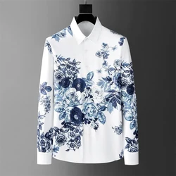 Men's Shirt Floral Tops Outdoor Suit Shirt Business Casual Long Sleeve Social Party Luxury New High Quality Men's T-Shirt Shirt