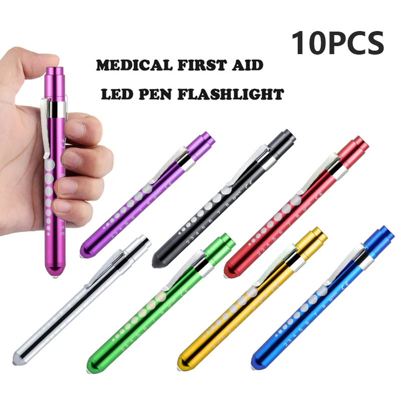 

10PCS Pocket Medical Penlight Torch LED Pen Ear Light Flashlight with Eye Pupil Gauge for Doctor Nurse Emergency First Aid B3