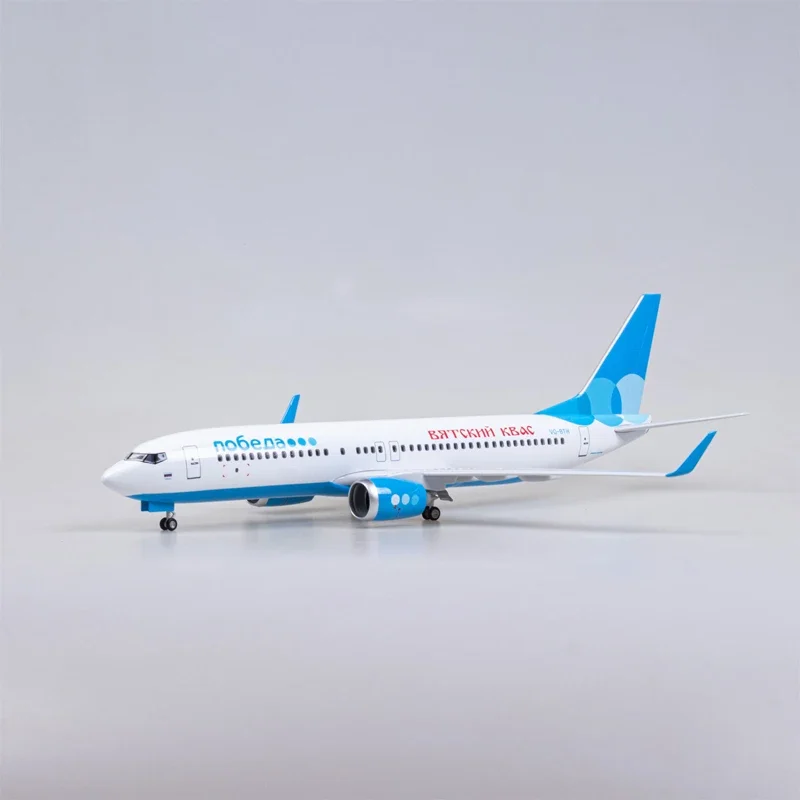 About 47CM Airplane B737-800 Aircraft Russia Pobeda Airlines W Light and Wheel Landing Gears Resin Plane Model Toy