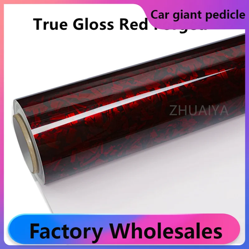 

Highest quality Gloss Forged Carbon Fiber RED Vinyl Wrap film wrapping film bright 152*17m quality Warranty covering voiture