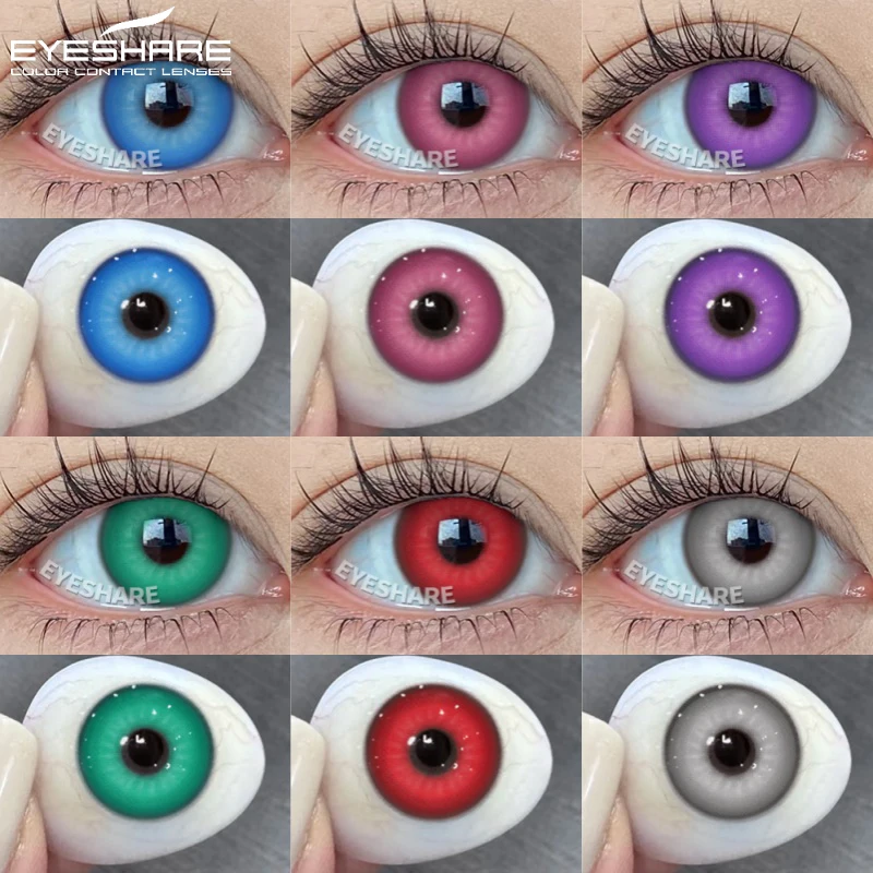 EYESHARE 2 Stück rote Linsen, Halloween, Cosplay, Anime, rosa Linsen, lila Kontakte, farbige Linsen für Augen, schöne Schüler, jährlich