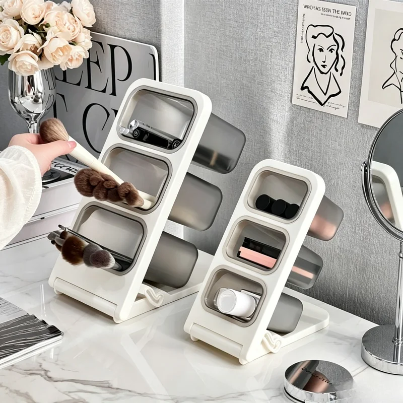 Large‑Capacity Oblique‑Insert Pen Desk Organizer, Storage Holder for School Office Stationery & Makeup