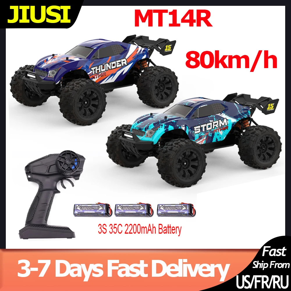 JIUSI MT14R PT14R 1/14 RC Car 80km/h Brushless Motor 2.4G Remote Control 4WD Racing Car 3S 35C 2200mAh Off-road RC Trucks Toys