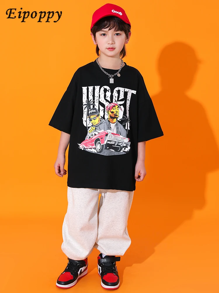 子供のためのヒップホップスタイルの服,だぶだぶの半袖服,クールなファッションブランド,美しい,トレンディ,子供のための流行の服