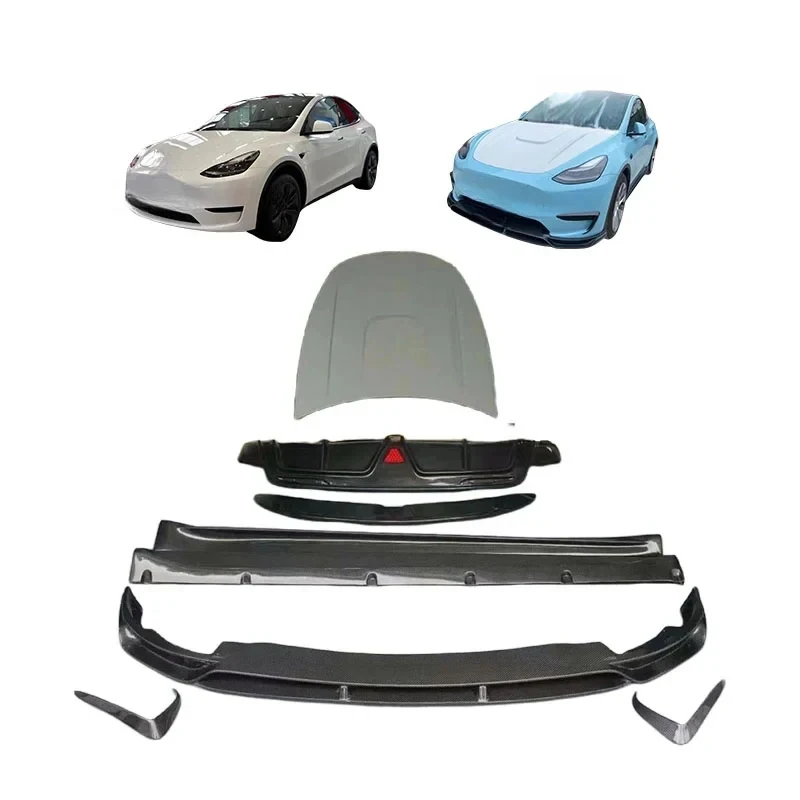 Fabrik-Bestseller Carbon-Faser Stoßstangenlippe Motorhaube Karosserie-Kit Model Y Umbau auf YG-Stil Spoiler Flügel Neu