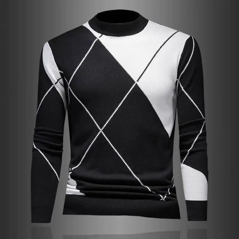 

Модный свитер с ромбовидным принтом, шерстяной вязаный свитер, цветной контрастный мужской свитер, Джерси Navidad Hombre, осенний брендовый свитер