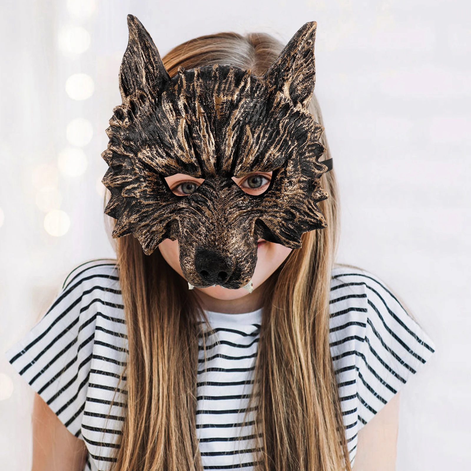 

Wolf Costume Set Animal Fancy Dress Accessory Headgear Golden Cotton Headdresses