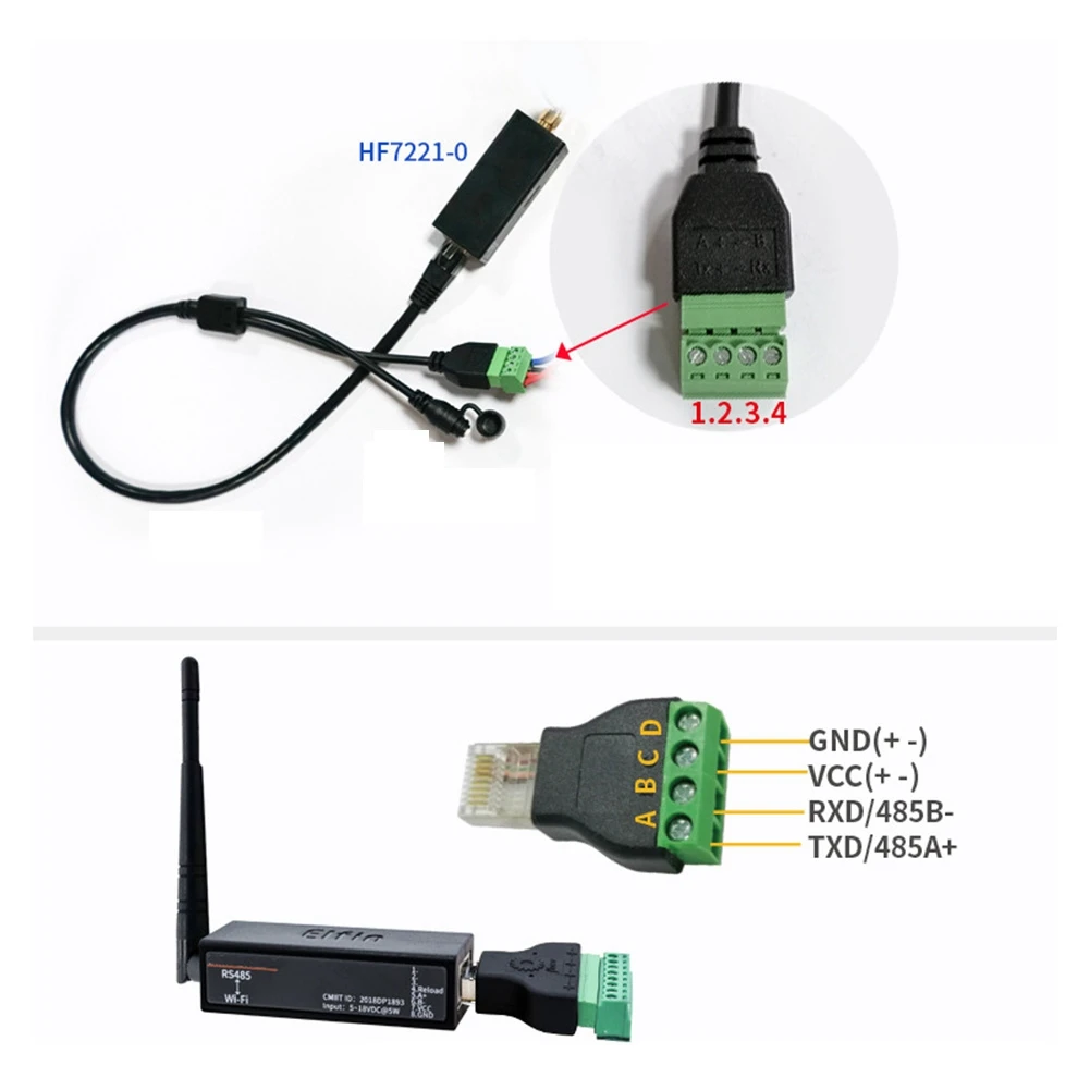 المنفذ التسلسلي RS485 إلى WiFi وحدة خادم جهاز محول Elfin-EW11A-0 Modbus بروتوكول نقل البيانات عبر WiFi