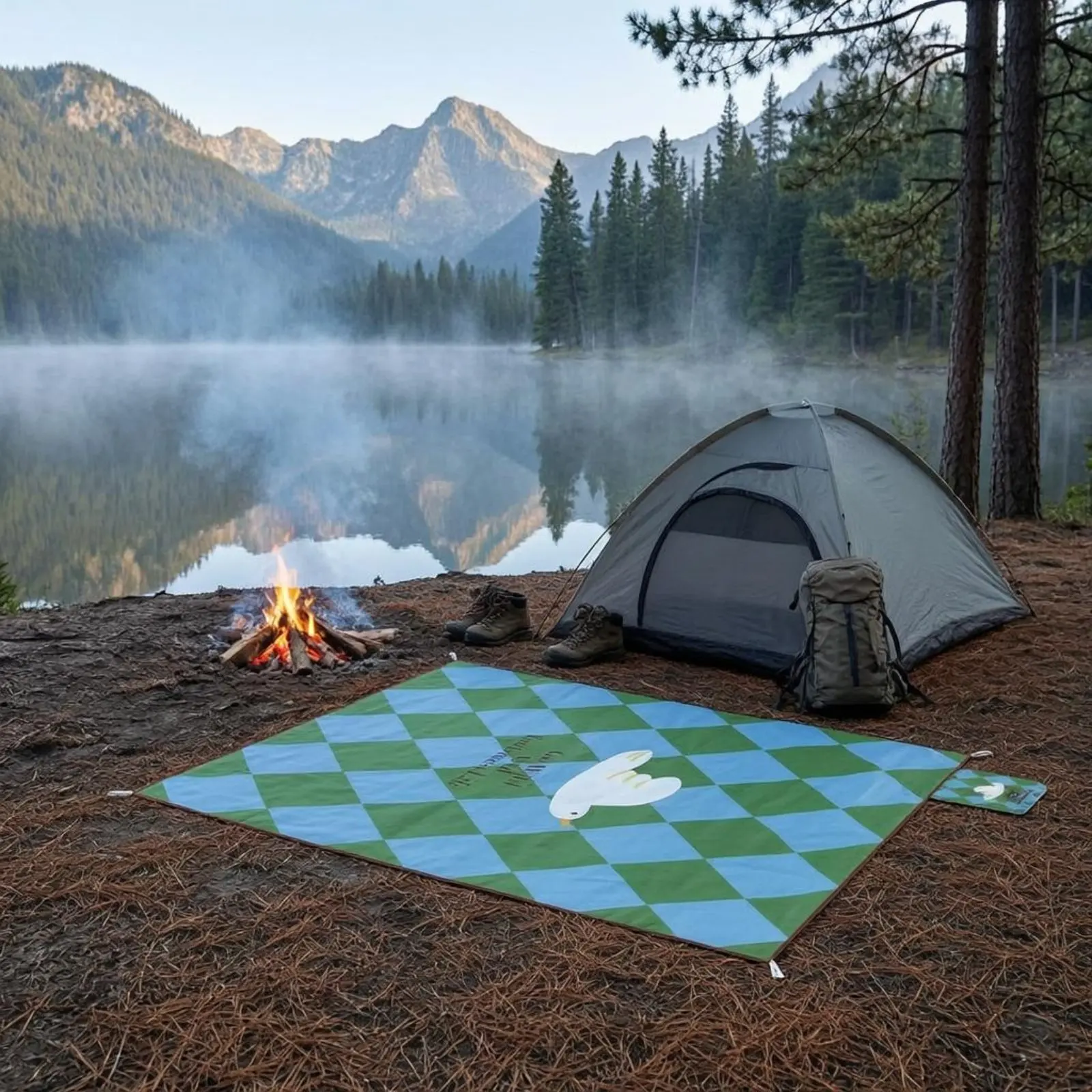 Foldable Picnic Mat Carry Handle Waterproof Picnic Mat Portable Outdoor Rug Bird Print Camping Gear Easy to Clean for Picnics