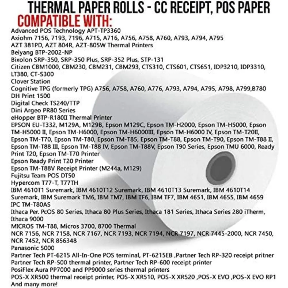"Rotoli di carta termica da 50 g/m2, 3,25 x 273 mm, confezione da 50, uso per registratore di cassa, senza bpa"