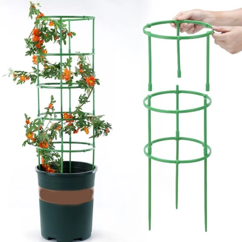 

U1JB 2 Layer Plant Trellis Stake Tower Plant Support for Raised Garden Bed Flexible Cages Plant Support Cages Trellis