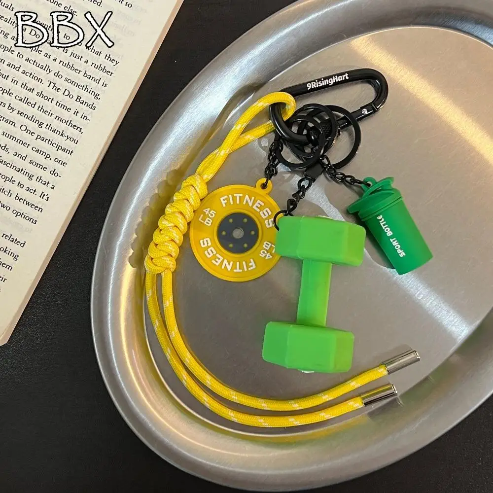 

Mini Fitness Series Pendant with D-shaped Buckle Kettlebells Barbell Plates Key Chain Colorful Creative