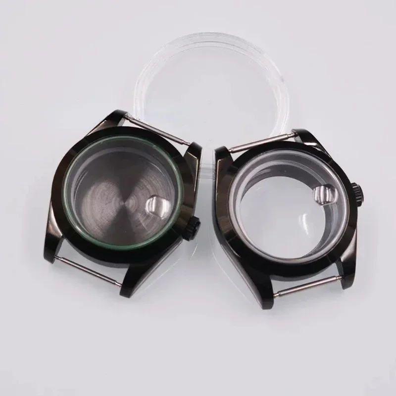 

41mm NH35 Case PVD Black Green Glass Watch Parts for Milguass Datejust NH36 Mechanical Movement Watch Accessories Replacements