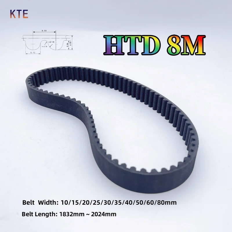 

HTD 8M Rubber Closed Loop Synchronous Belt Width 10 15 20 25 30 35 40 45 50 60 80mm HTD 5M Rubber Belt Length 1232~1424mm
