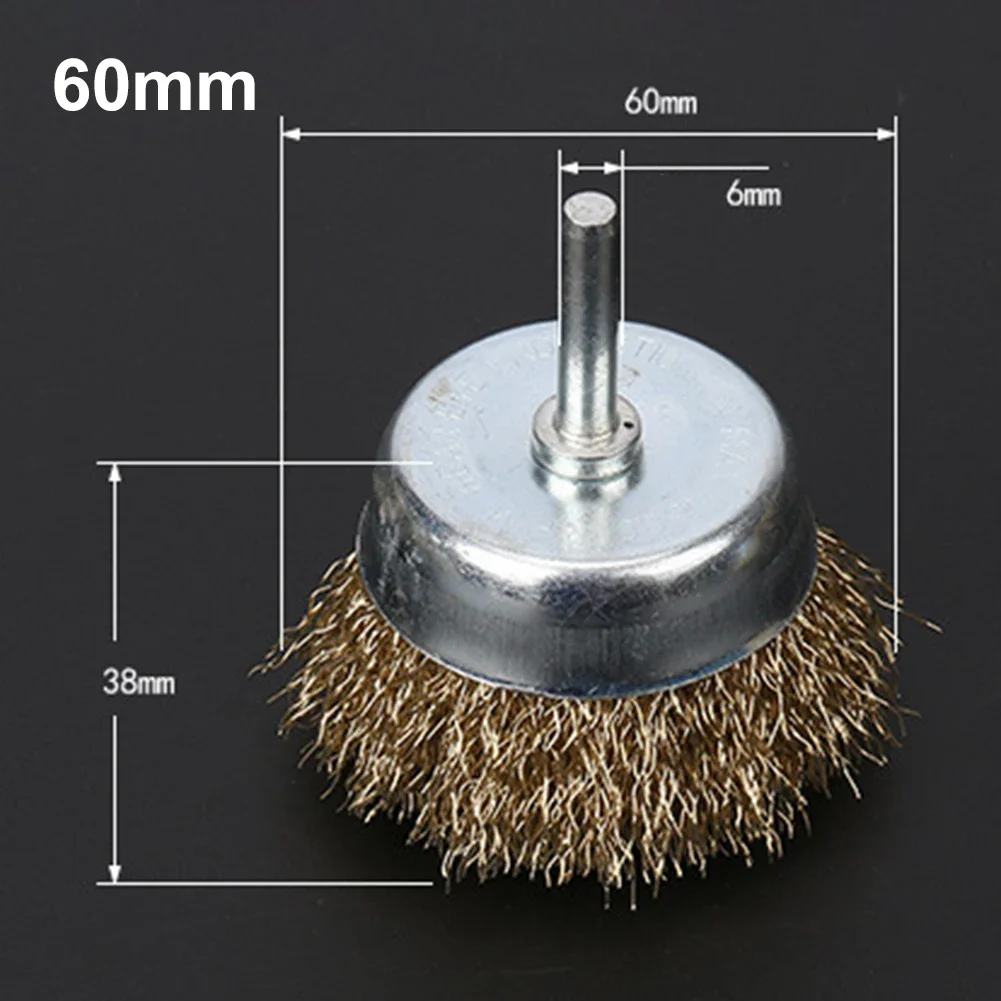 Brosse métallique à bol plat de 50mm, 1 pièce, fil d'acier de haute qualité, c'est plus rapide, tige de roue en fil d'acier argenté