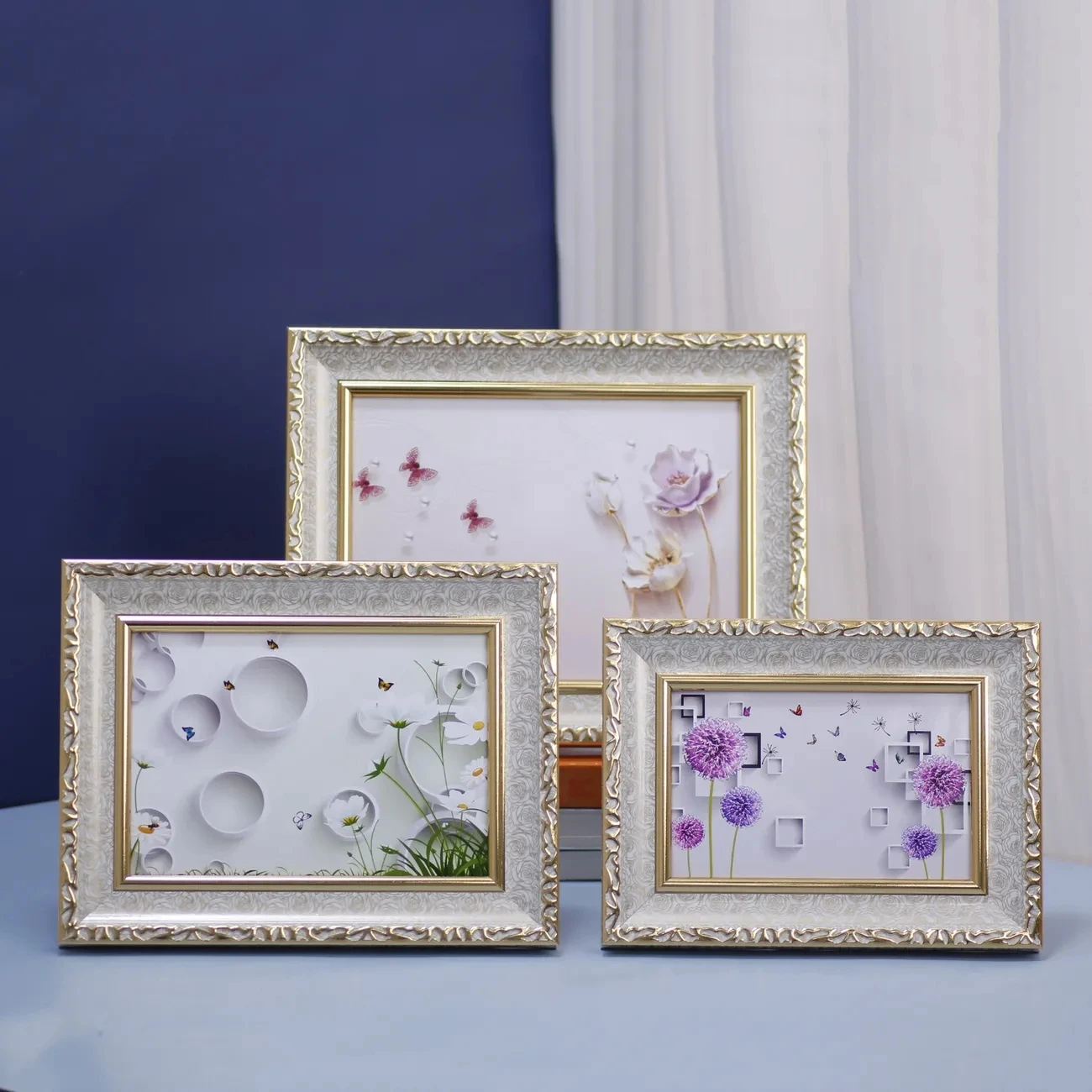 Retro Palace Style Photo Frame 6/7/8 Inch Flower Pattern Photo Frame European Style High-end Desktop Photo Frame Ornaments