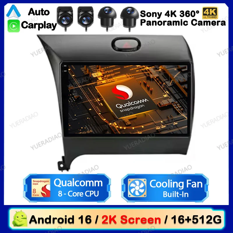 Android 16 Autoradio für Kia K3 Cerato Forte 2013 - 2017 Multimedia-Videoplayer NAVI GPS 4G LTE 5G WIFI Carplay Auto-Headunit