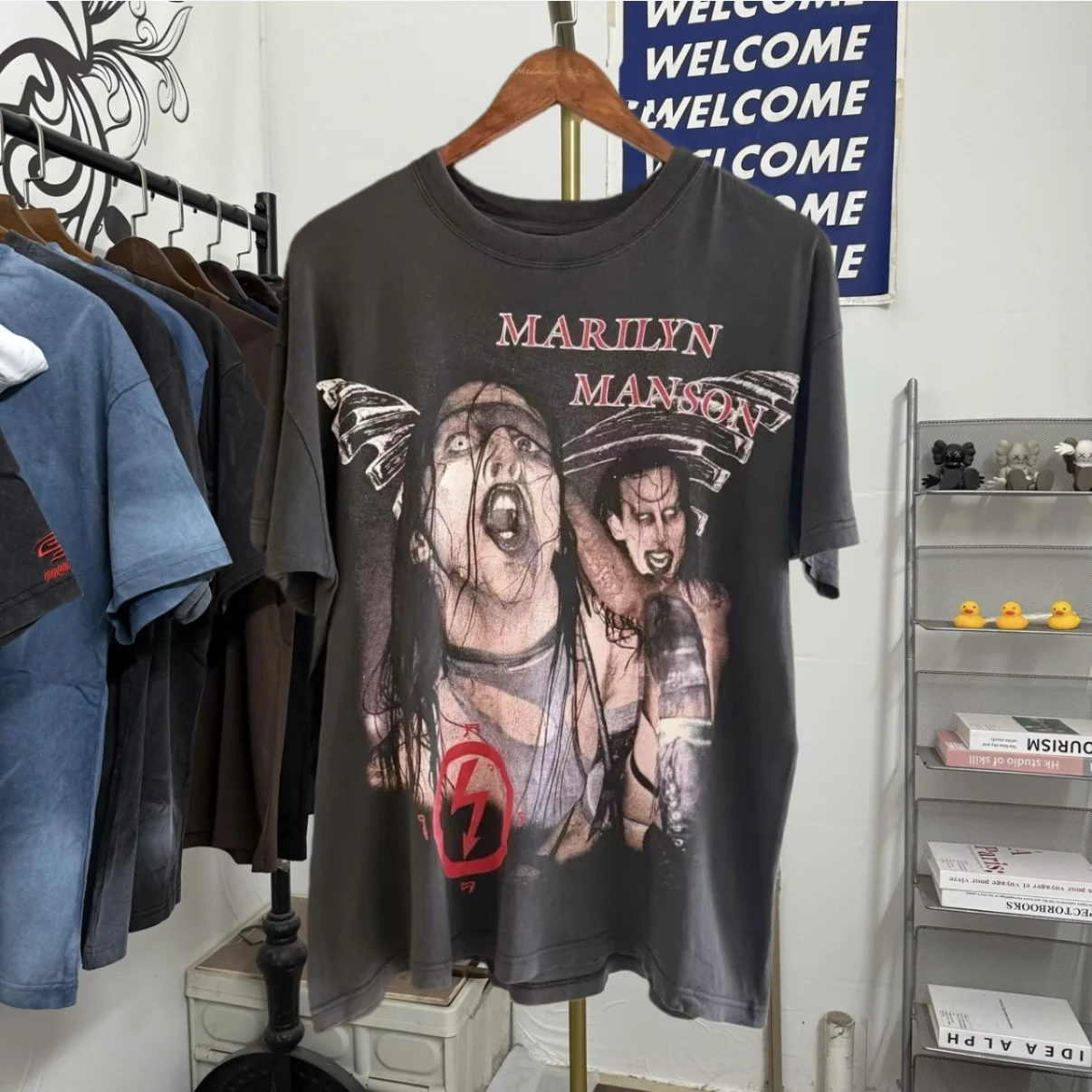 Marilyn Manson Skeleton X-ray Pattern ort Sve T-irt American High Street Metal Band Vintage Waed ex Cotton Polye...