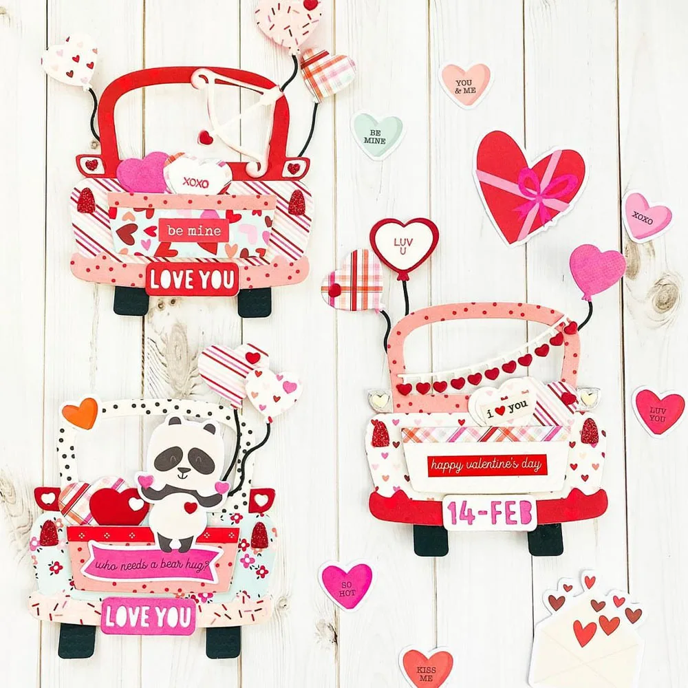 KSCRAFT Valentine Truck dodaj do metalu wykrojniki szablony do DIY Scrapbooking dekoracyjne wytłaczanie kartki DIY