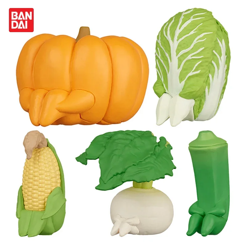 

Japanese Genuine Gacha Scale Model Anthropomorphic Vegetable Waiting Vegetables Pumpkin Corn Ornament Action Figure Toys