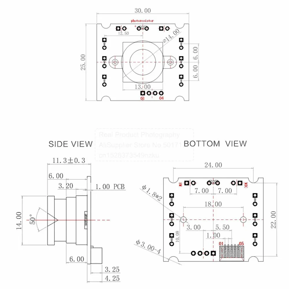 GC0308 USB Camera Module for QR Code Scanning Face Recognition 50 Degrees Adjustable 3.0MM Focal Length Driver-free 0.3MP