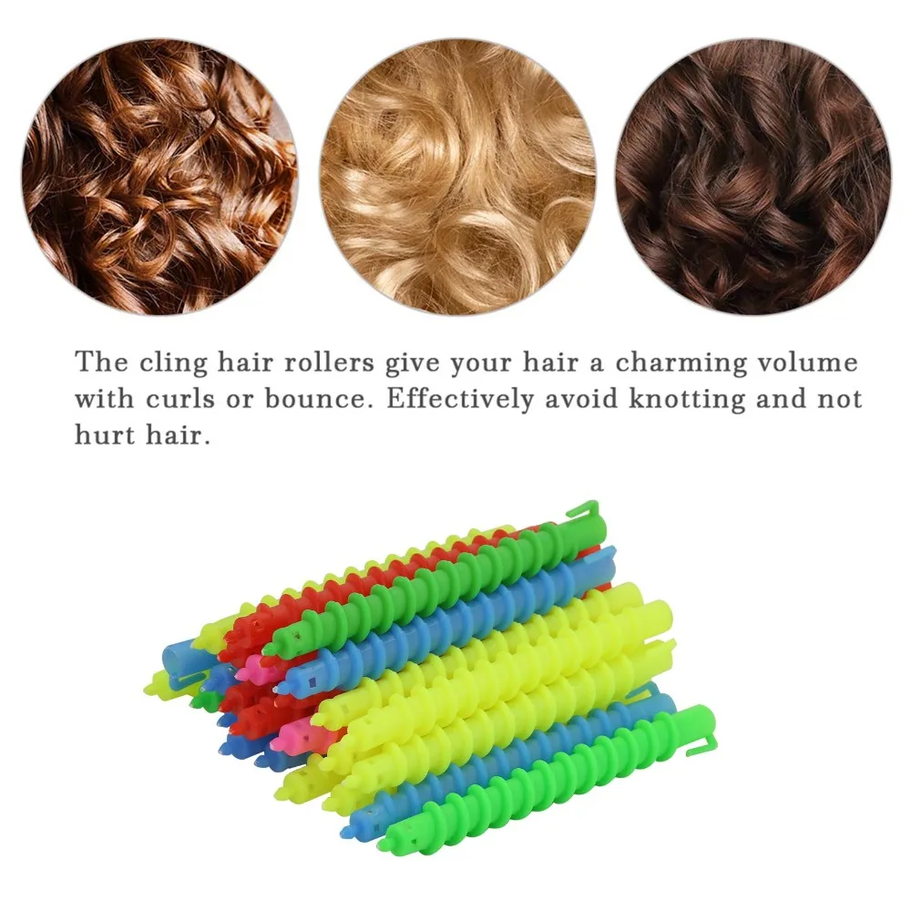 20pcs Mixed Colors Spiral Hair Perm Rod Hollow Spiral Spiral Plastic Spiral Rod Professional Lightweight Hair Curling Roller