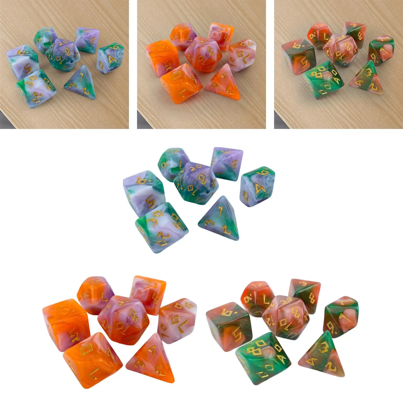 D6 D8 D10 D4 Dice Set Acrylic Polyhedral Multi Sided for Tabletop Games Math Learning Teaching Props