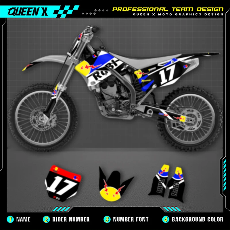

QUEEN X MOTO Custom Stickers Team For SUZUKI RMZ250 2004 2005 2006 250cc 005 Motorcycle Graphics Background Decal Kit