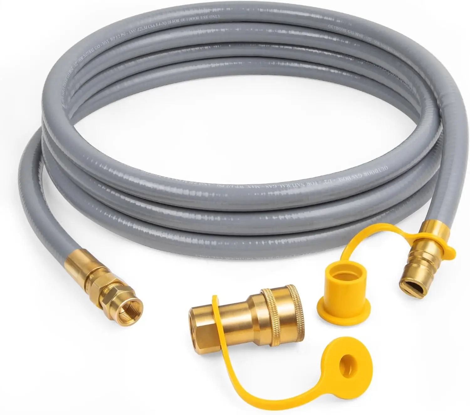 

12 Feet 3/8" ID Natural Gas Hose, Low Pressure LPG Hose with Quick Connect, for Weber, Char-broil, Pizza Oven, Patio Heater a