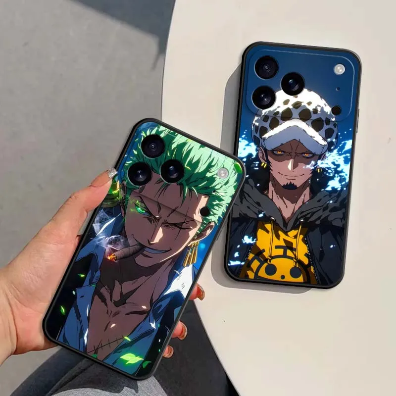 

Cool One Piece Sanji Zoro For Apple iPhone 17 Air 16 16E 15 14 13 12 11 Pro Max Plus Black Soft TPU Cover Phone Case